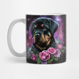 Cute Rottweiler Puppy With Roses Mug